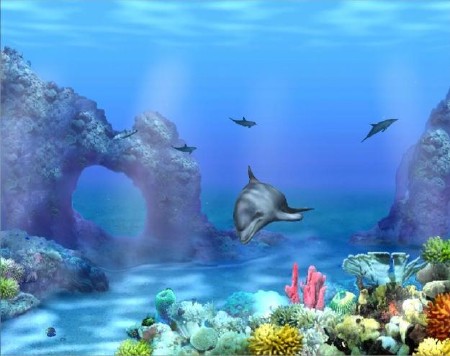 Красивый скринсейвер подводный мир и дельфины