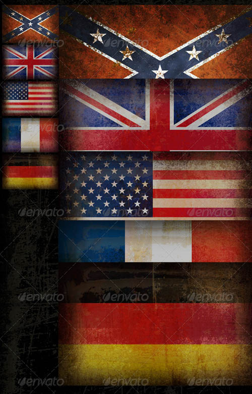 GraphicRiver Five Old Grunge Flags