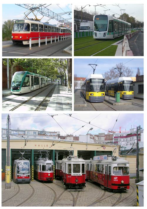 Trams in various cities of the world