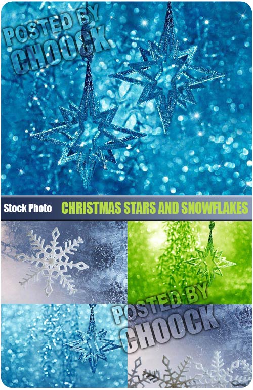 Christmas stars and snowflakes - Stock Photo