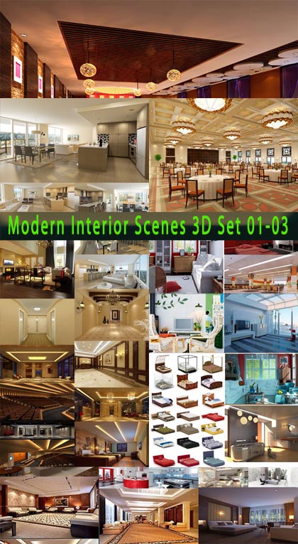collection Modern Interior Scenes 3D Vol 01-03