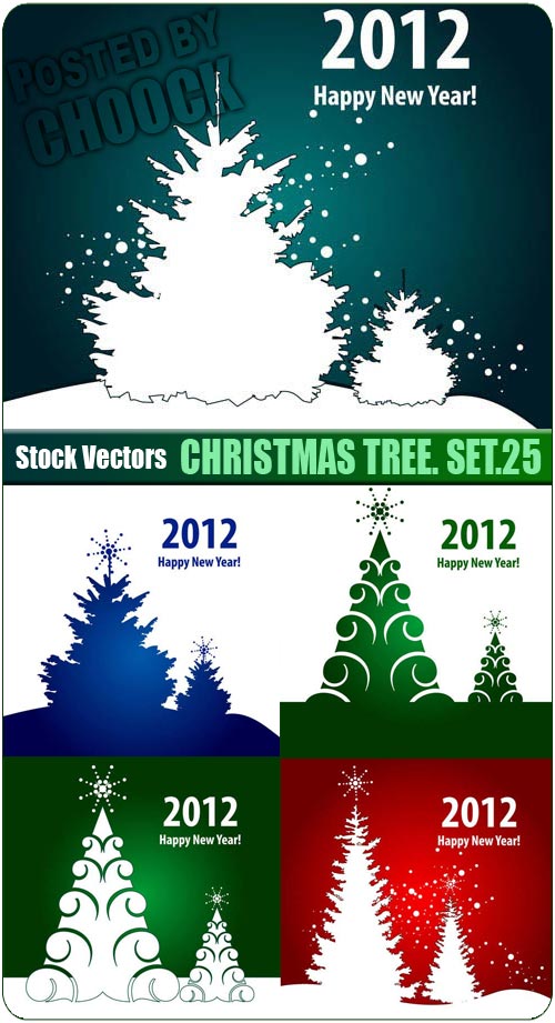 Christmas tree. Set.25 - Stock Vector