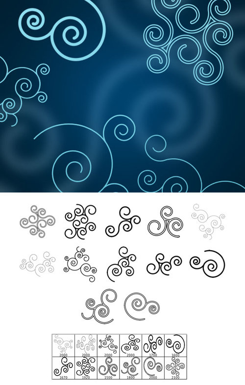 Rounded Spirals Brushes Set for Photoshop