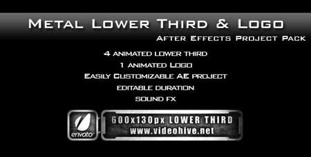 Videohive Metal Lower Third & Logo AE Project PACK - After Effects Project