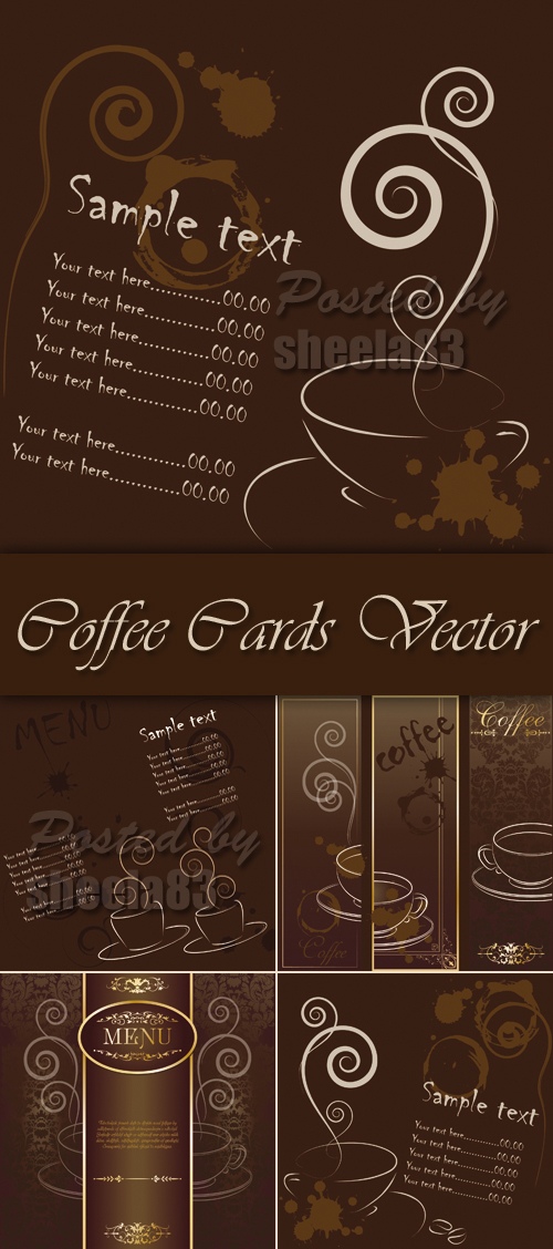 Brown Coffee Cards Vector
