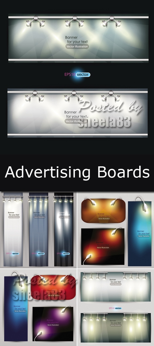 Advertising Boards with Lighting Vector