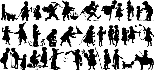 Old Style Silhouettes Vector