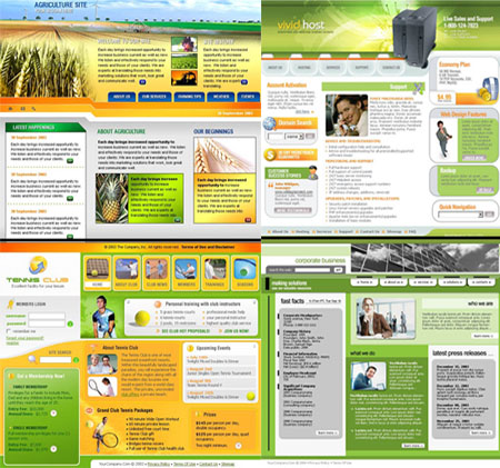 Yellow and Green Web Templates Pack