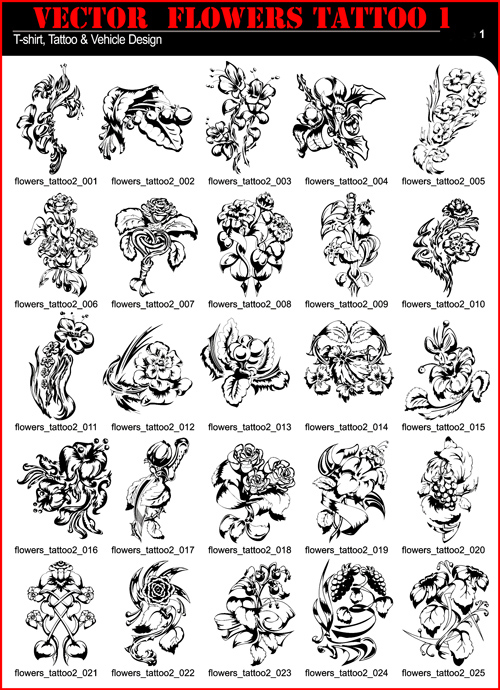 Vector Clipart  Flowers Tattoo 1|   1