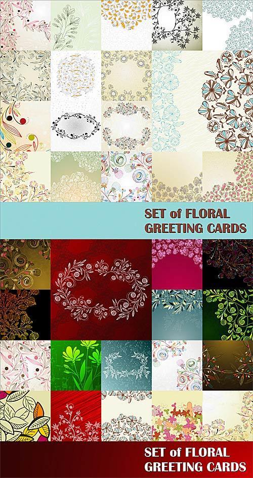 Set of floral greeting cards