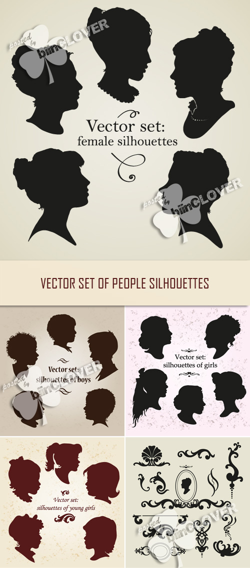 Vector set of people silhouettes 0129